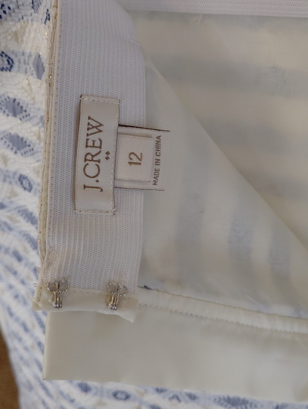 Woven Blue & White Patterned A Line Skirt - Picture 6 of 9